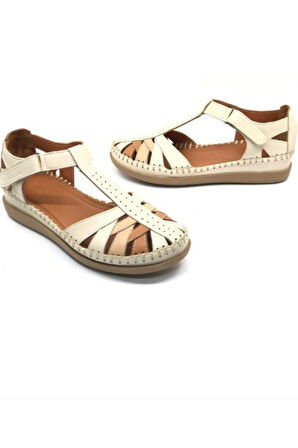 Venüs 25033540Y Kadın Hakiki Deri Renkli Kapalı Delikli Cırtlı Sandalet
