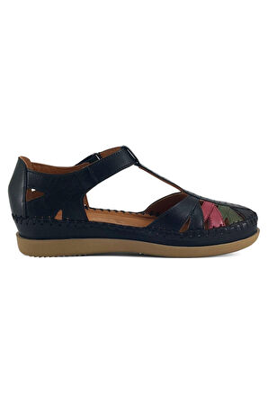 Venüs 25033540Y Kadın Hakiki Deri Renkli Kapalı Delikli Cırtlı Sandalet