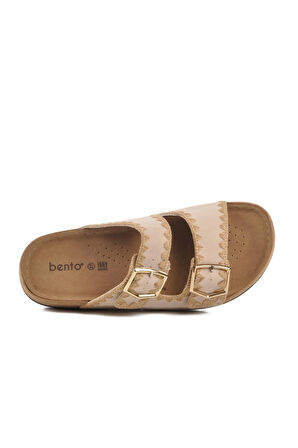 Bento 41001 Kadın Çift Toka İşlemeli Comfort Terlik