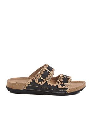 Bento 41001 Kadın Çift Toka İşlemeli Comfort Terlik