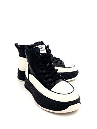 Guja 25K335 Kadın Hakiki Deri Parçalı Kısa Boyunlu Sneaker Bot