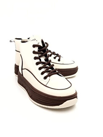 Guja 25K335 Kadın Hakiki Deri Parçalı Kısa Boyunlu Sneaker Bot