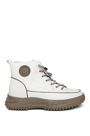 Guja 25K310-13 Kadın Hakiki Deri Lastik Bağ Fermuarlı Kısa Spor Bot