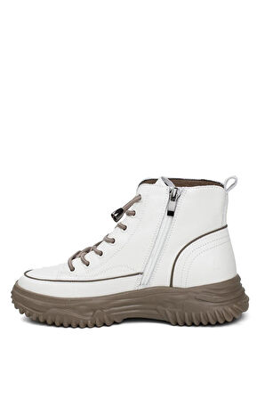 Guja 25K310-13 Kadın Hakiki Deri Lastik Bağ Fermuarlı Kısa Spor Bot