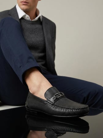 Marcomen 23246 Erkek Hakiki Deri Baskılı Tokalı İnce Taban Loafer Ayakkabı