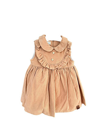 Kız Bebek Kadife Elbise Triko Hırka Takım