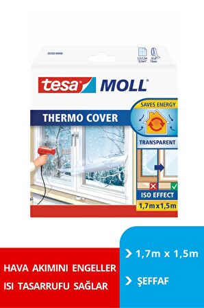 tesamoll® Pencere İzolasyon Yalıtım Filmi Termo Kılıf, Şeffaf, 1.7m x 1.5m