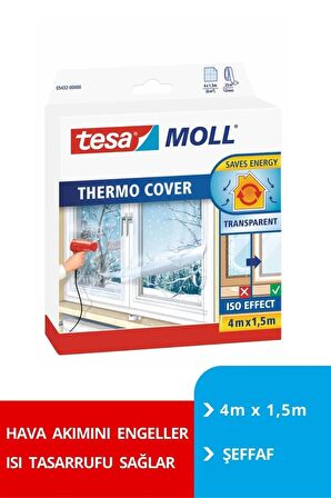 tesamoll® Pencere İzolasyon Yalıtım Filmi Termo Kılıf, Şeffaf, 4m x 1.5m