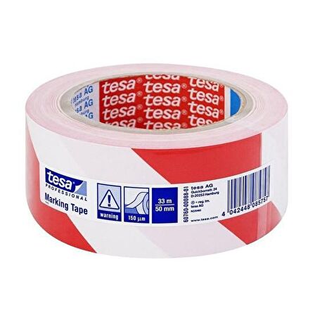 Tesa 60760 İşaret Bandı Kırmızı.Beyaz33X50