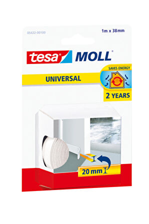 tesamoll® GENEL AMAÇLI Kapı-Zemin Arası Köpük, Beyaz, 1m x 38mm