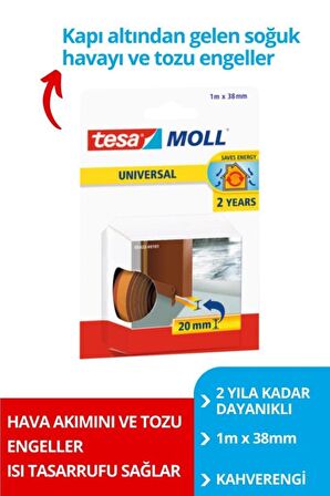 tesamoll® GENEL AMAÇLI Kapı-Zemin Arası Köpük, Kahverengi, 1m x 38mm