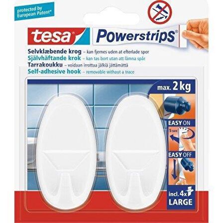 Tesa Askı İz Bırakmadan Sökülebilir Büyük Oval Beyaz Powerstrıps 58013