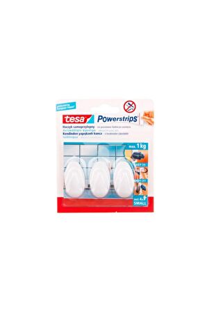 Tesa İz Bırakmadan Sökülebilir Askı Küçük Oval Beyaz, Powerstrıps® 3 Adtx0