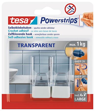 tesa® Powerstrips Şeffaf Askı, Beyaz