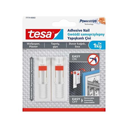 tesa® İz Bırakmadan Sökülebilir Yapışkanlı Askı Çivi 77774