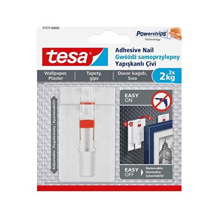 Tesa® İz Bırakmadan Sökülebilir Yapışkanlı Askı 77777