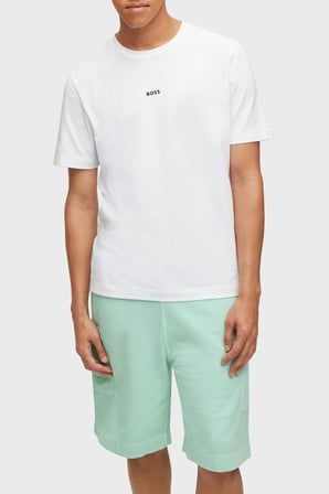 Boss Pamuklu Relaxed Fit Bisiklet Yaka T Shirt Erkek T SHİRT 50473278 100 BEYAZ