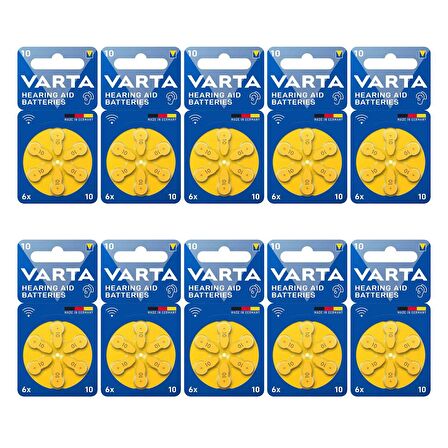 Varta 10 Numara İşitme Cihazı Pili 6'lı Blister 10 Adet(60 Adet)