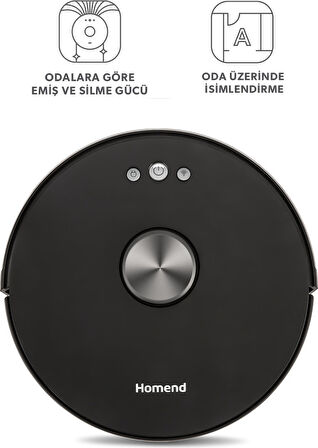 Homend Alex Laser Pro 1283H Moplu ve Haritalamalı Akıllı Robot Süpürge Siyah