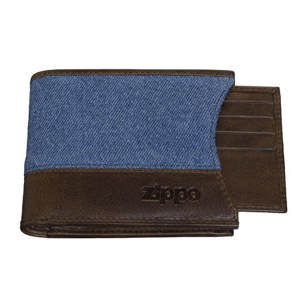 Zippo Mens Wallet Denim Blue Brown