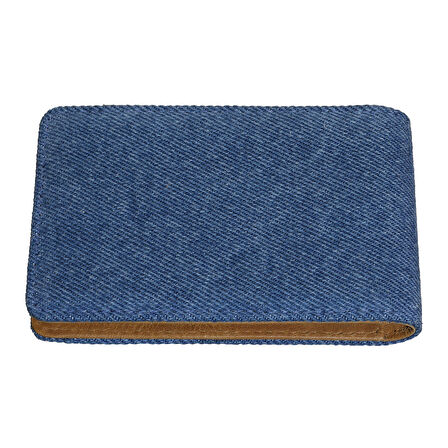 Zippo Card Case Denim Blue Tan Vertical