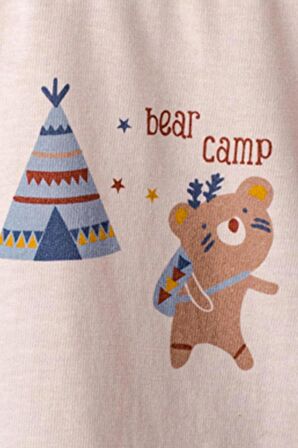 Andywawa Bear Camp Erkek Bebek Mavi Tshirt AC21081