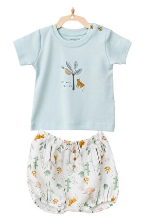 Andywawa Kız Bebek Doğa Temalı Yeşil Alt Üst Takım AC21911R