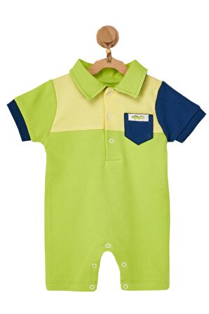 Andywawa Erkek Bebek Polo Yaka Cep Detaylı Yeşil Tulum AC22528