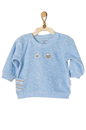 Andywawa Erkek Bebek Mavi Kadife Alt Üst Takım AC22316Rep