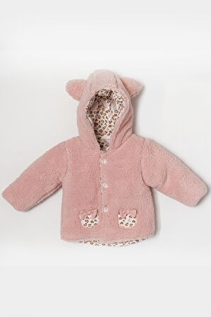 Andywawa Kız Bebek Leopar Desenli Pembe Yumuşak Mont AC22078Rep