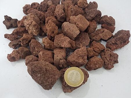 Pomza 2 KG 2-3 cm Kırmızı Pomza Tarım Pomzası Pomza Taşı Lav Taşı Cüruf Madeni Pomza Ponza