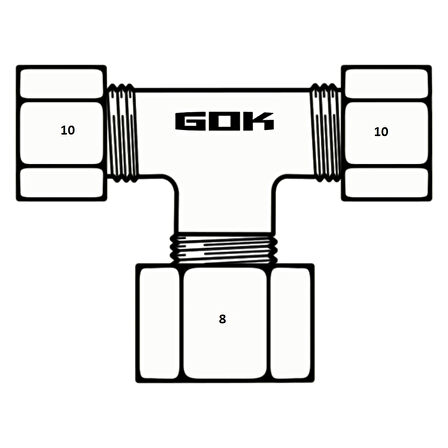 Gok 10-10-8mm Çelik Gaz Borusu Çoklayıcı T Bağlantı Aparatı