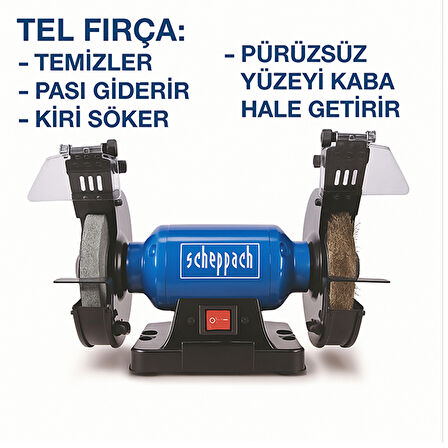 Scheppach SM200LB Tel Fırçalı Taşlama Motoru - 5903109901