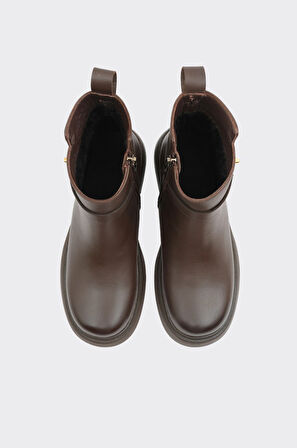 Hakiki Deri Fermuarlı Kadın Bot