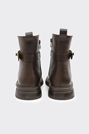 Hakiki Deri Fermuarlı Kadın Bot