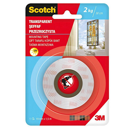 Scotch 4004 Şeffaf Montaj Bandı 19mm x 1,5m 4910C-1915P