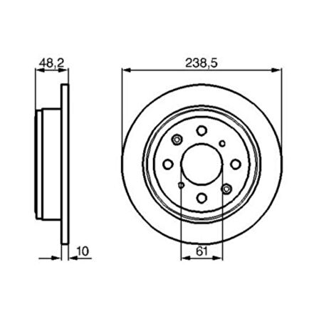 FREN DISKI ARKA DUZ (239-4)-(HONDA  ACCORD 86/89/CIVIC 88/95/CRX 88/91/ROVER-200 90/00/ROVER-400 90/00/ROVER-25 00/06/ROVER-45 00/06
