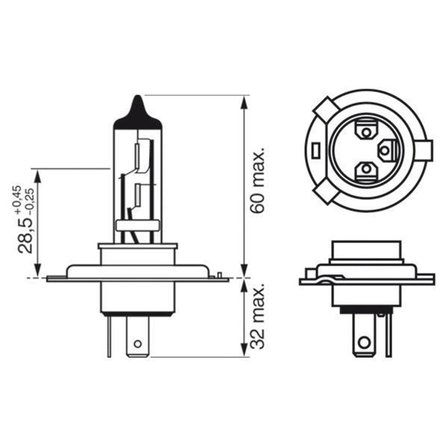 Bosch H4 Far Ampülü 12v 60/55w Tırnaklı Tip 1987302803 - 2 ADET