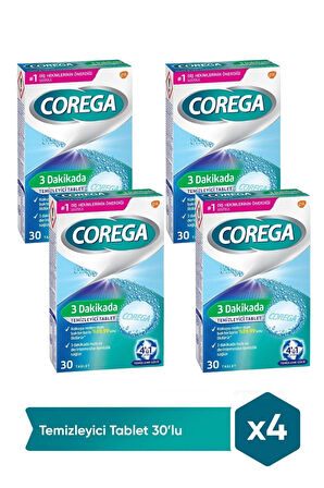 Corega 3 Dakikada Temizleyici 30 Tablet x 4 Adet