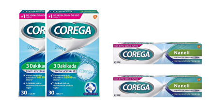 Protez Temizleyici Tablet 30Lu x2  + Protez Yapiştirici Ferahlatici 40 Gr x2