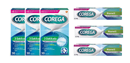 Protez Temizleyici Tablet 30Lu x3  + Protez Yapiştirici Ferahlatici 40 Gr x3