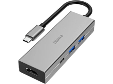 HAMA HM.200107 USB-C 3.2 Adaptör, 2xUSB-A, 1xUSB-C, 1xHDMI USB Hub Gri