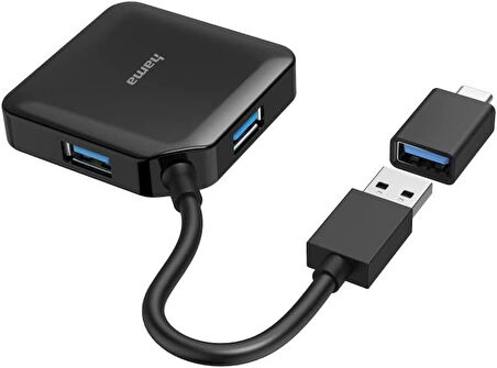 HAMA USB Hub, 4 Ports, USB 3.2, 5Gbit, USB-C Adaptör HM.200116


