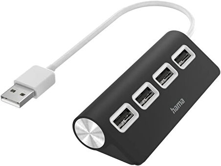 Hama USB Hub, 4 Ports, USB 2.0, 480 Mbit/s, Siyah