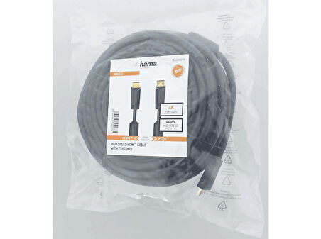 HAMA HM.205010 HS Ethernet Altın Uç 4K 15m HDMI Kablo Siyah