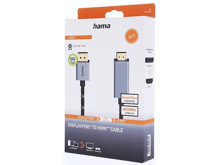 HAMA HM.200506 DisplayPort -HDMI™Fişi  UHD 4K 1.5m Video Kablosu