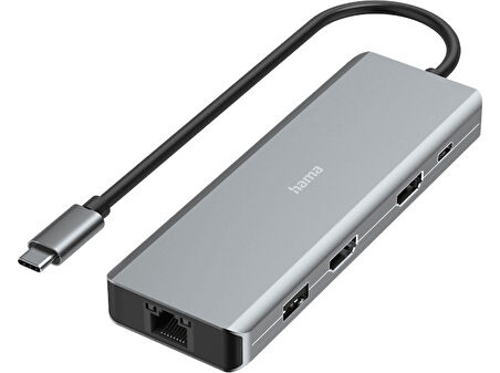 HAMA HM.200142 USB-C-Hub,9 Ports, 2x HDMI,USB-A,USB-C,LAN USB Hub Gri