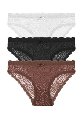 3'lü Dantelli Slip Külot