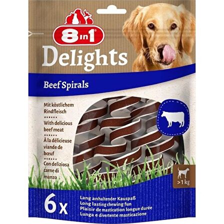 8in1 Smart Delights Beef Spirals Biftekli Burgu Köpek Ödülü 6lı