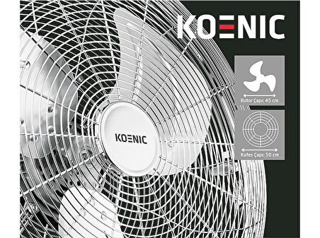 KOENIC  KFF 45322 M Yer Tipi Vantilatör Krom